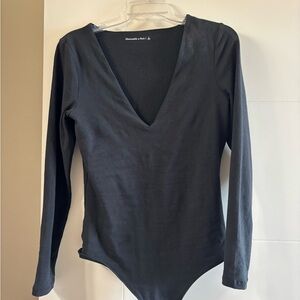 LAST CHANCE Abercrombie & Fitch Deep V-Neck Black Bodysuit